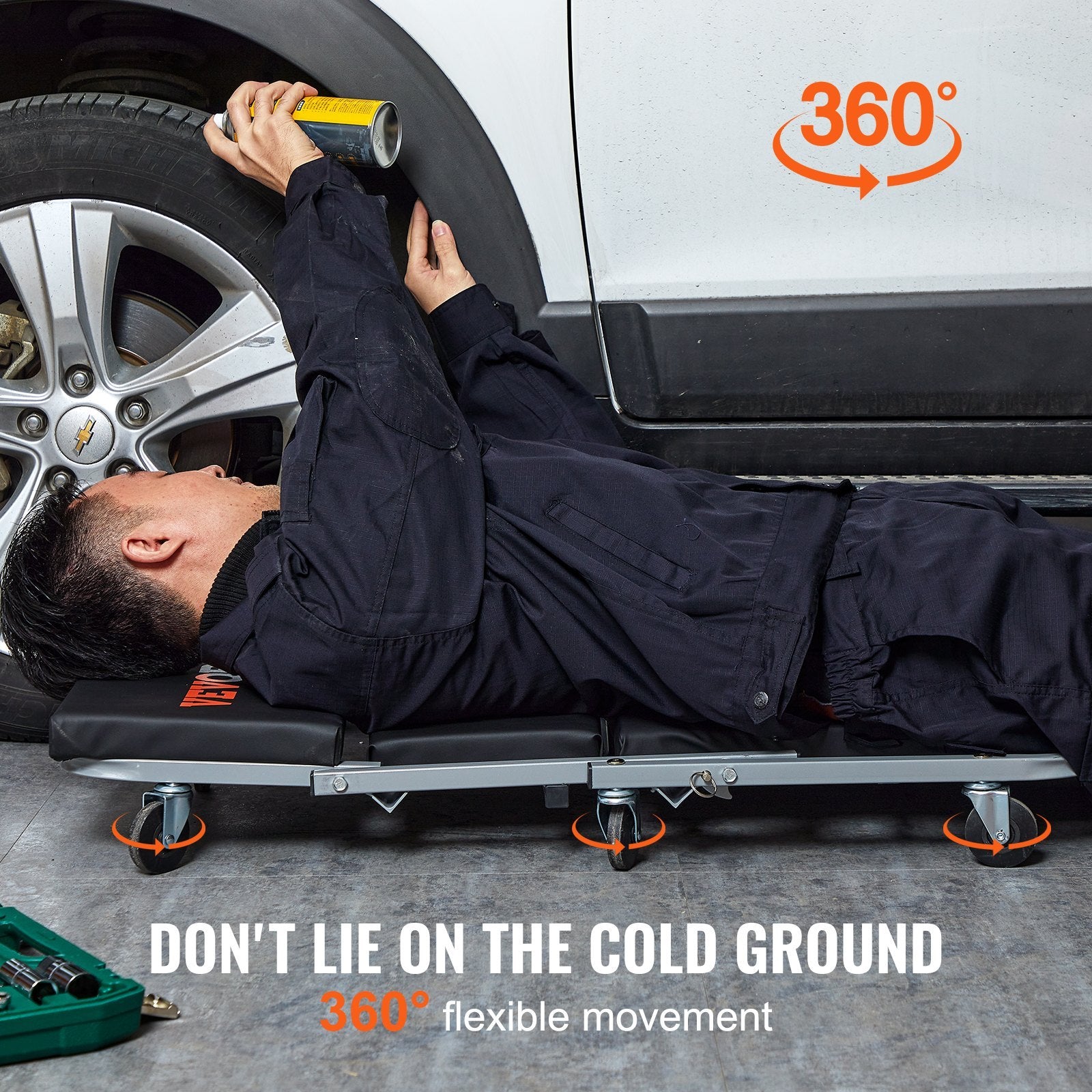 VEVOR 2 In 1 Z Creeper Seat Rolling Chair Auto Mechanics Shop Garage Work Stool