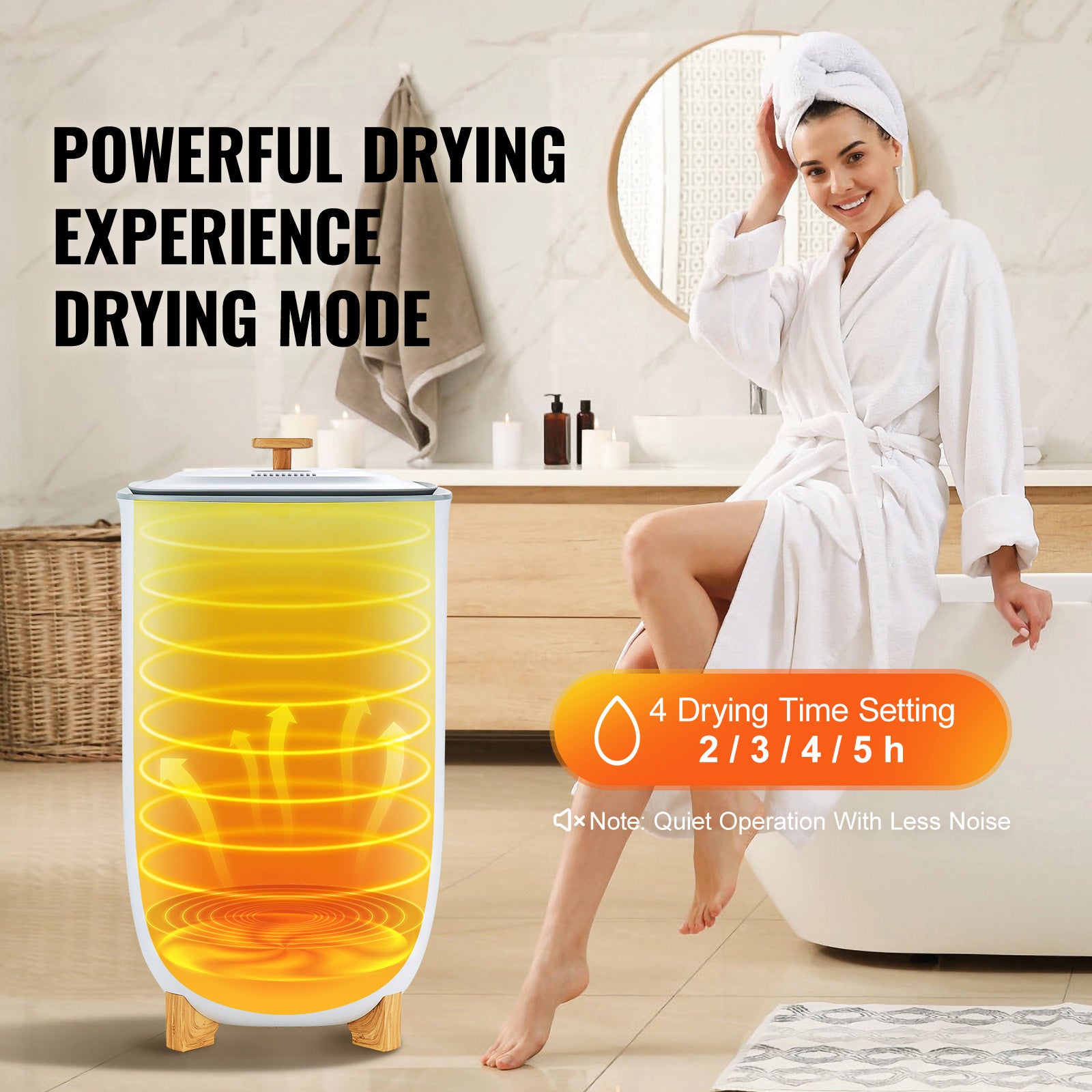 VEVOR 35L Large Towel Warmer Bucket With LED Screen Drying Fuction & Timer White