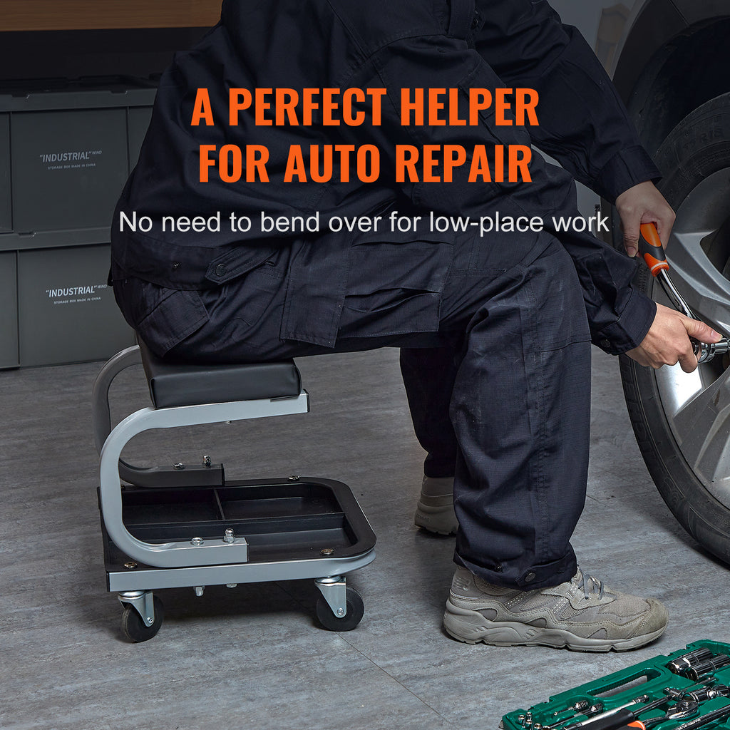 VEVOR Mechanics Garage Stool 250 LBS Mechanic Creeper Seat Under Car Tool Tray