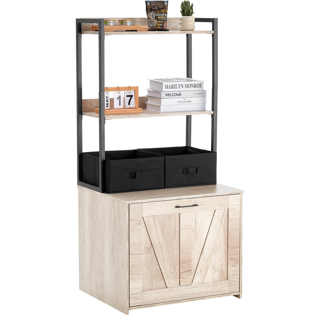 VEVOR Cat Litter Box Enclosure Litter Box Furniture Hidden 2 Shelves & 2 Baskets