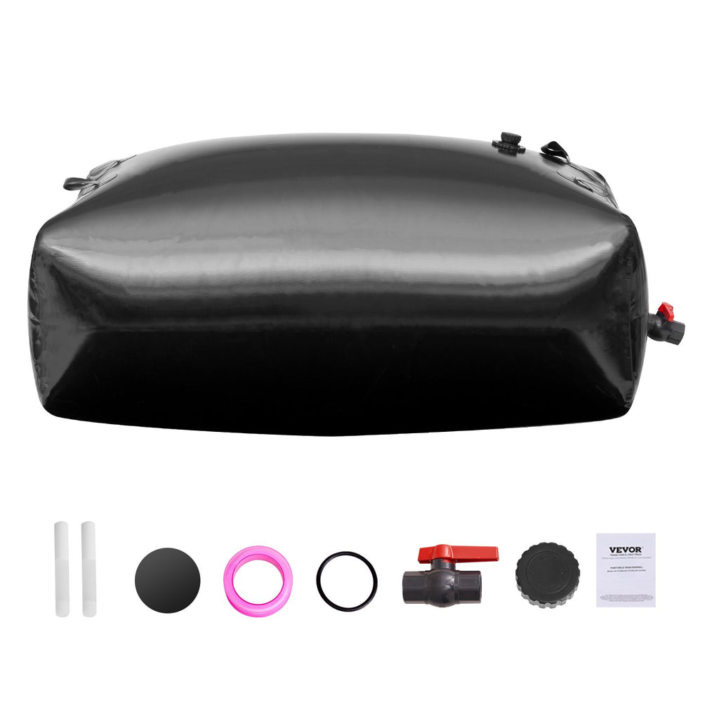 VEVOR Portable Water Storage Bladder 142.7 Gal PVC Collapsible Water Tank Black