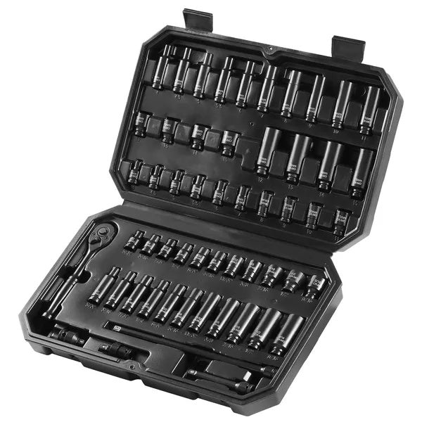 VEVOR Impact Sockets Set 55pcs 6-Point  Drive Bit Ratchet Tool Kit Case