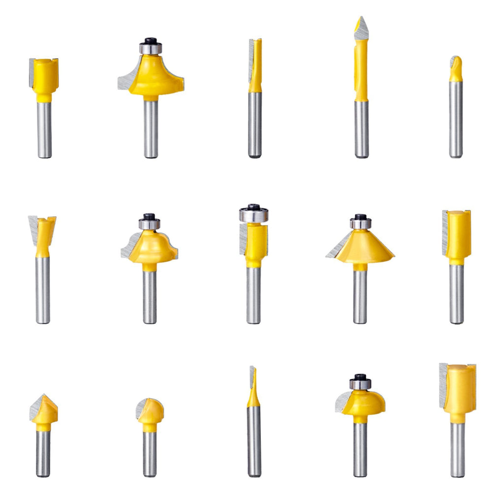 VEVOR Router Bits Set 15 Pieces Carbide Router Bit  Shank Carrying Case