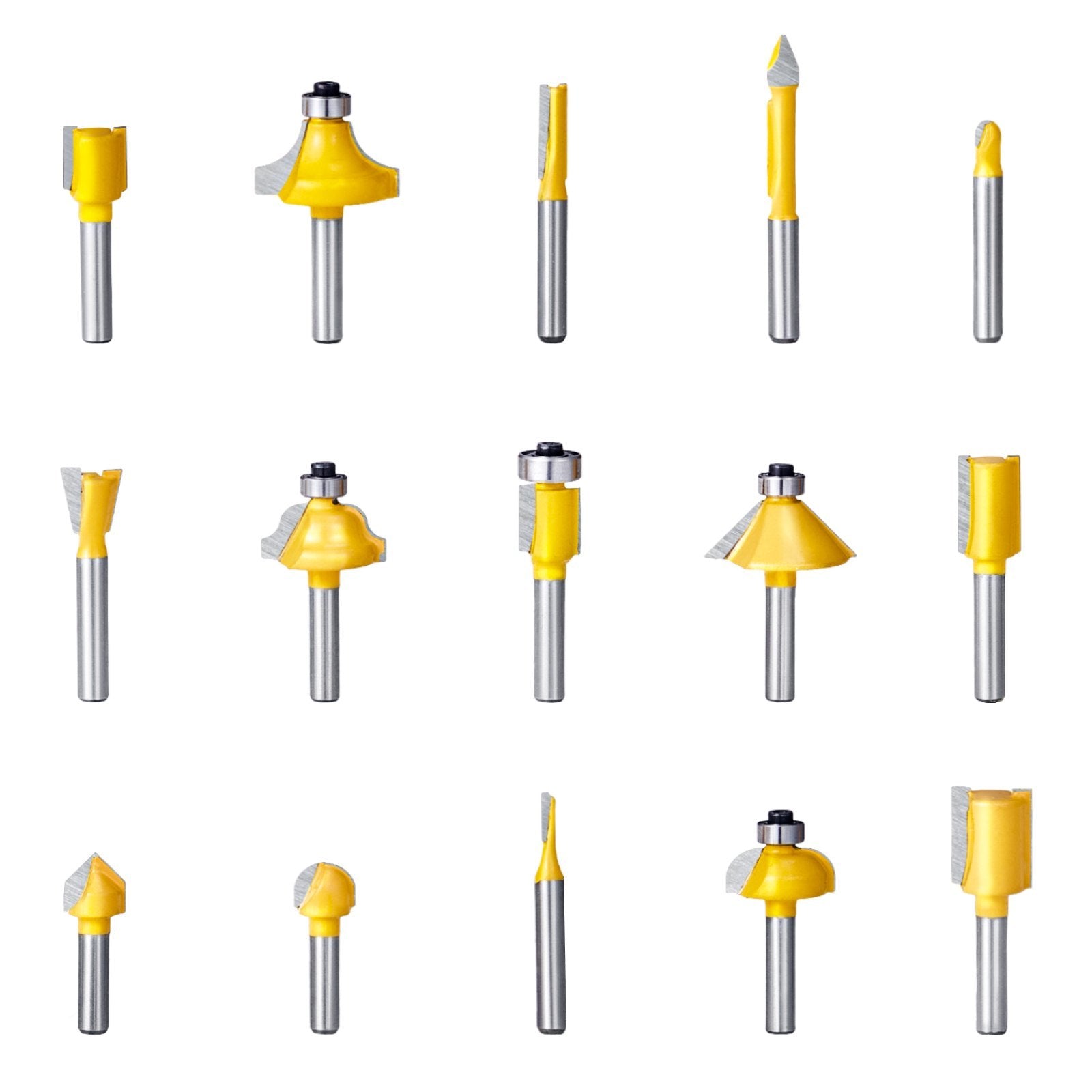 VEVOR Router Bits Set 15 Pieces Carbide Router Bit  Shank Carrying Case