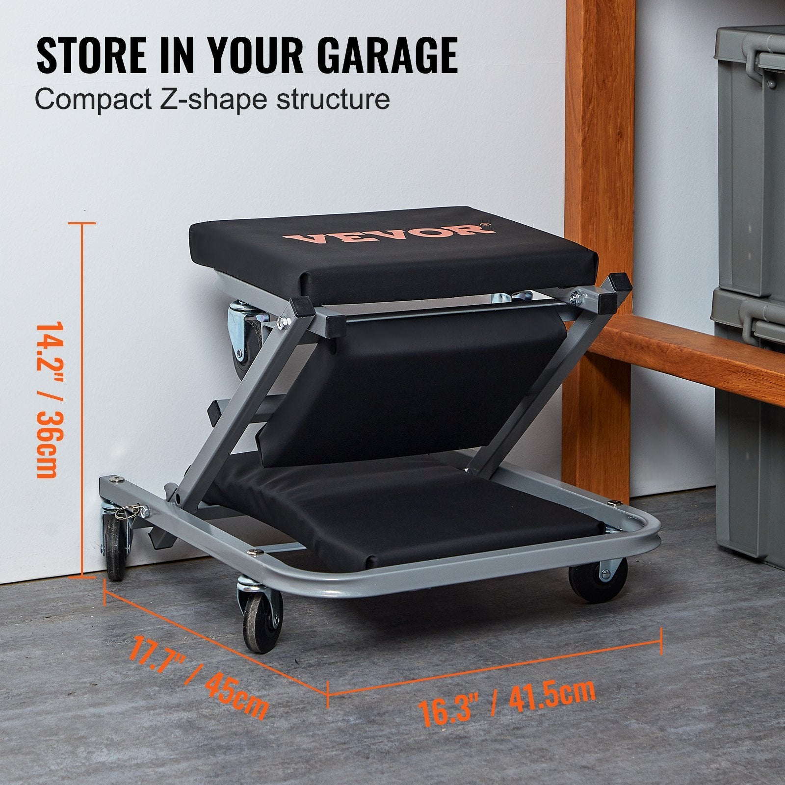 VEVOR 2 In 1 Z Creeper Seat Rolling Chair Auto Mechanics Shop Garage Work Stool
