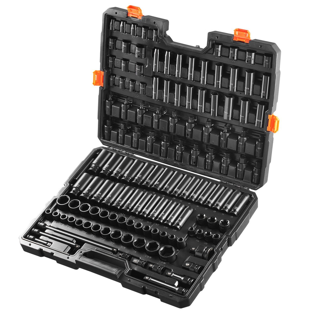 VEVOR Impact Sockets Set 130PCS 6-Point Drive Bit Ratchet Tool Kit
