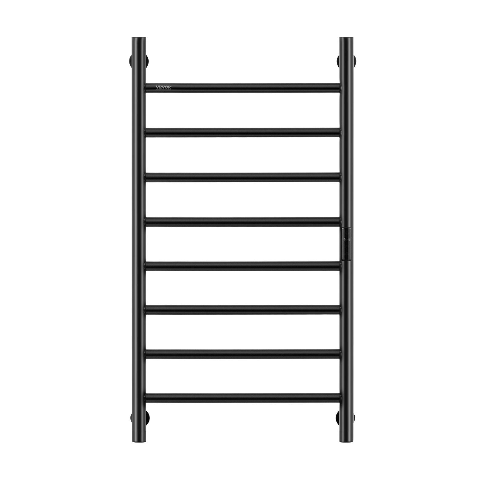 VEVOR 8 Bars Towel Warmer Rack Wall Mounted Heated Towel Rack For Bathroom Black