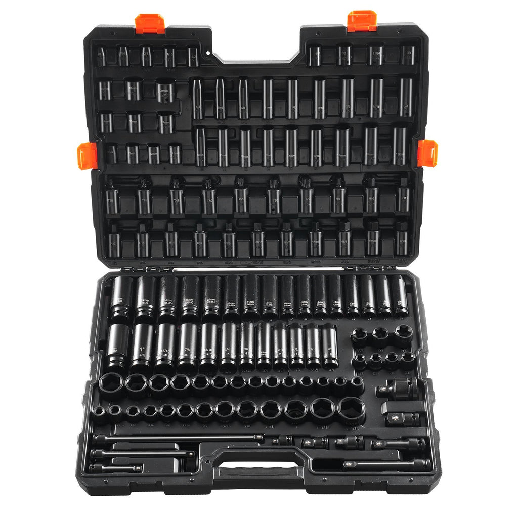 VEVOR Impact Sockets Set 130PCS 6-Point Drive Bit Ratchet Tool Kit