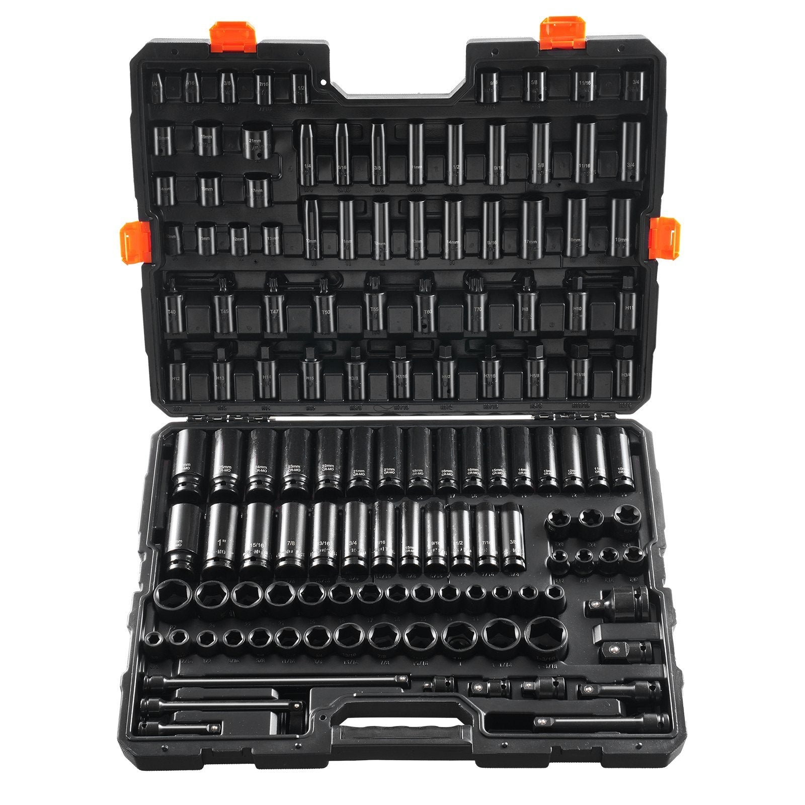 VEVOR Impact Sockets Set 130PCS 6-Point Drive Bit Ratchet Tool Kit