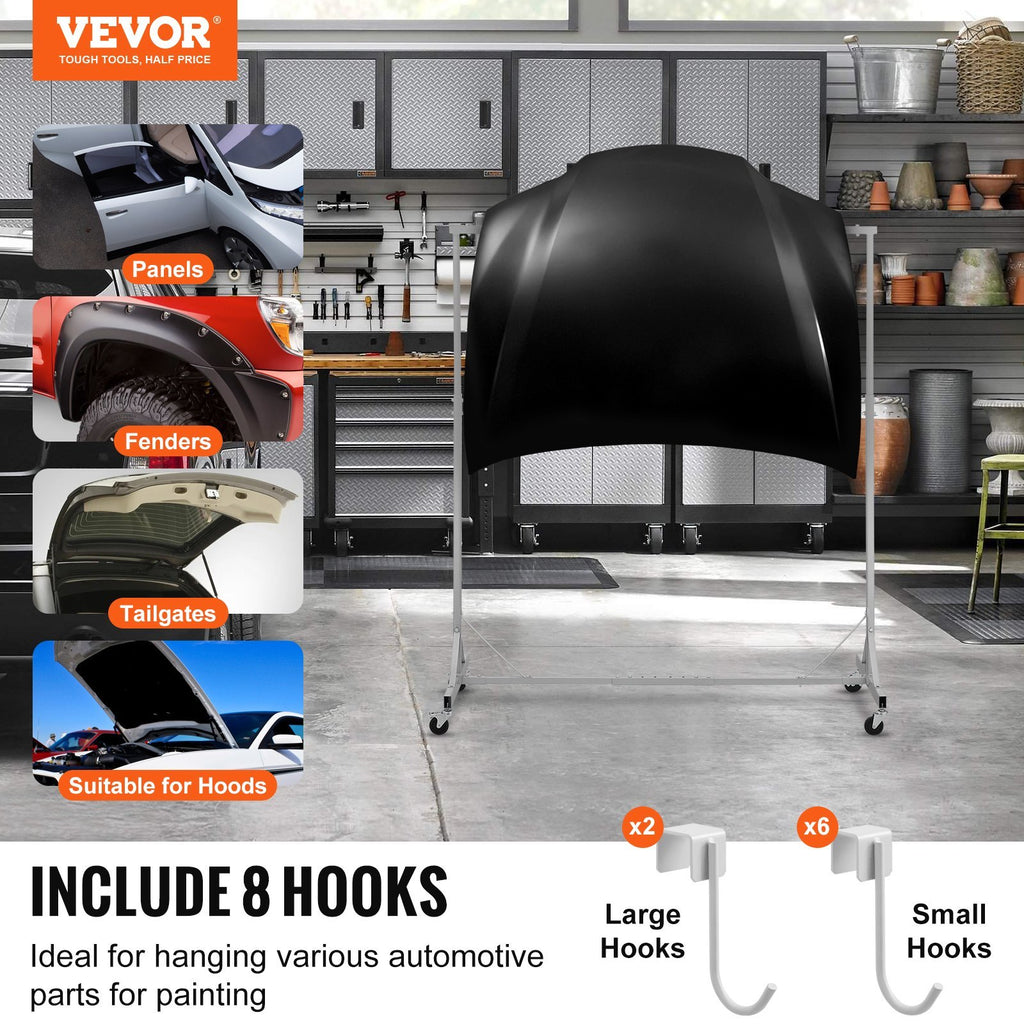 Newly Upgraded VEVOR Painting Rack Adjustable Paint Hanger 8 Hooks Auto Body Painting Stand