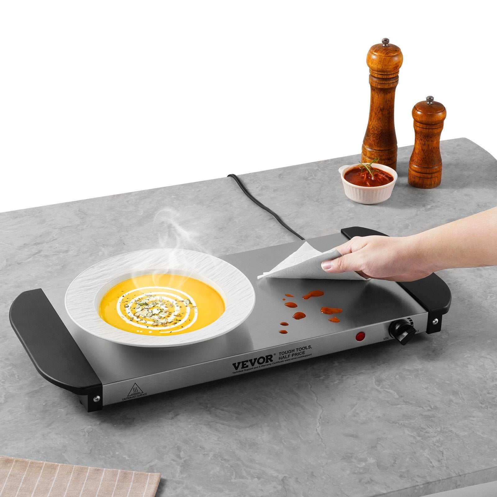 VEVOR Electric Warming Tray Buffet Food Warming W Temp Control Stainless Steel